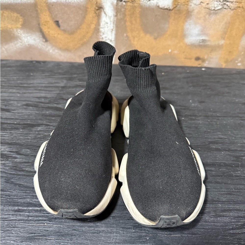 Balenciaga Speed Trainer black knit fabric Women’s Size 8 - Picture 6 of 10
